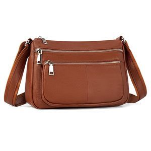 Cognac Brown Soft Genuine Leather Crossbody Purse Lhtweht c: